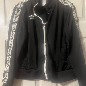 Umbro Women's Black Bomber Jacket with White Accents